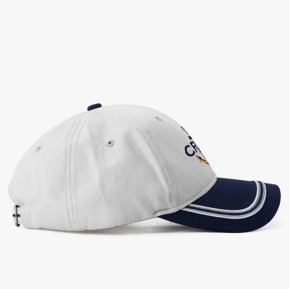 Crew 100% Cotton Nautical Marine Sailor Boating Embroidered Gray/Navy Cap Hat - Picture 5 of 8